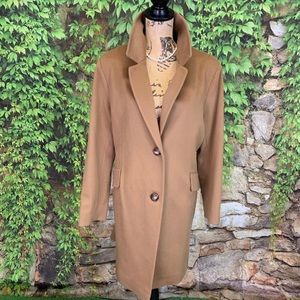 FLEURETTE Mid-Length Loro Piana Camel Colored Wool Top Coat, 16